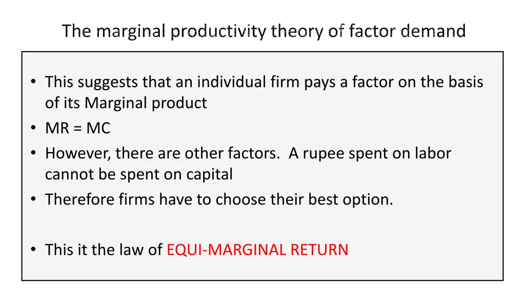 the marginal productivity theory of factor demand