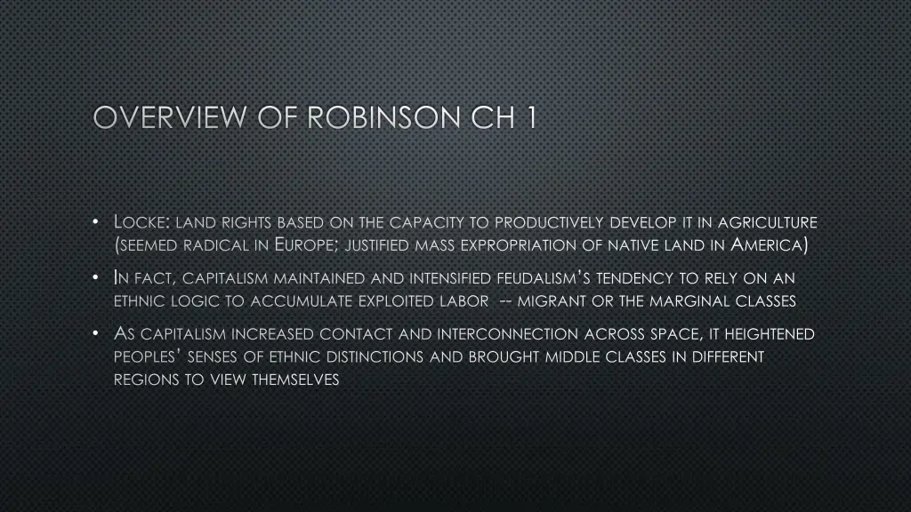 overview of robinson ch 1
