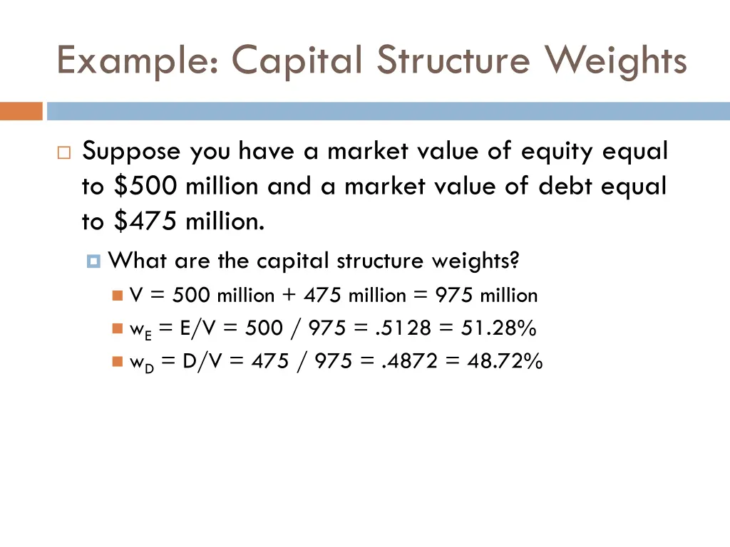 example capital structure weights