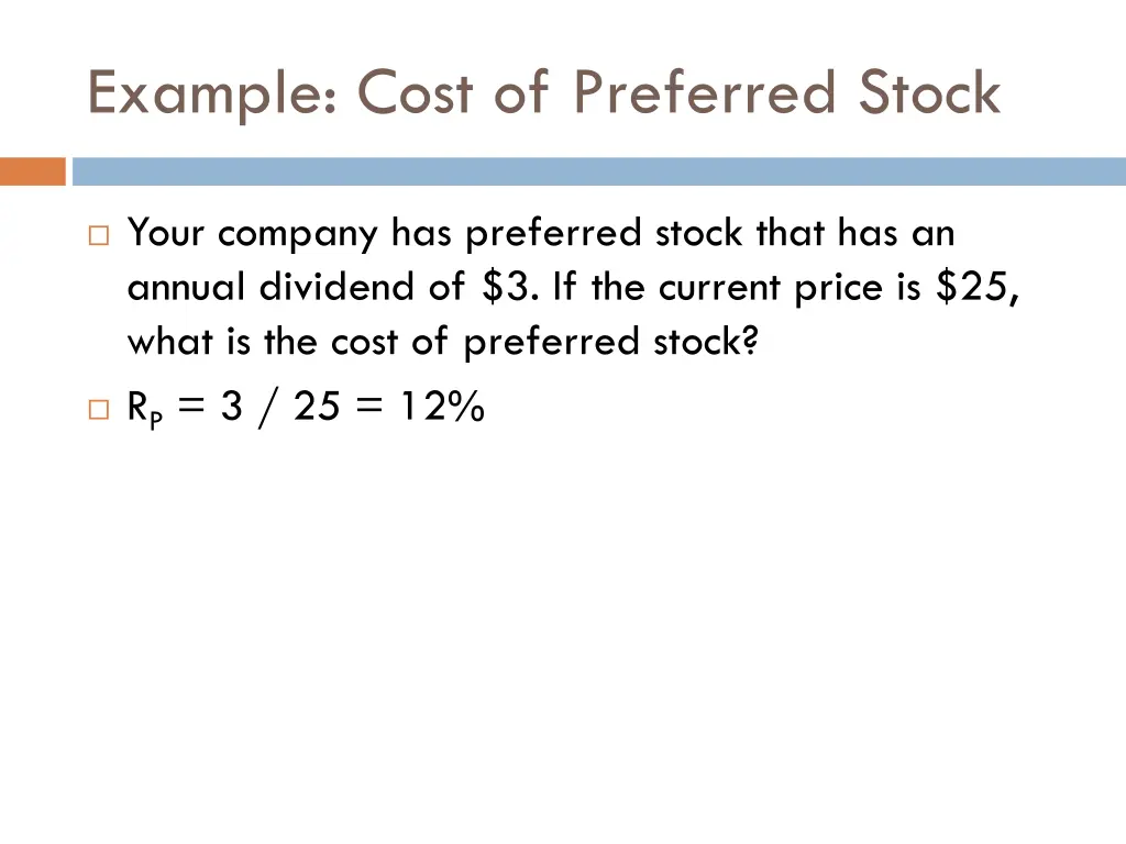 example cost of preferred stock