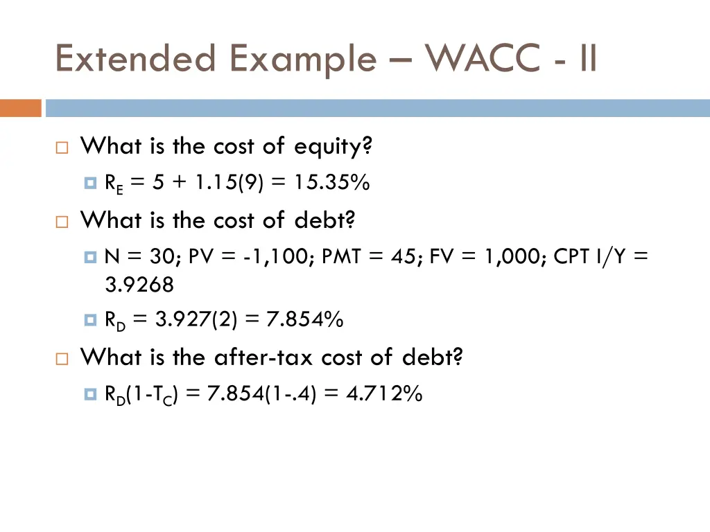 extended example wacc ii