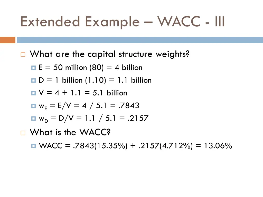 extended example wacc iii