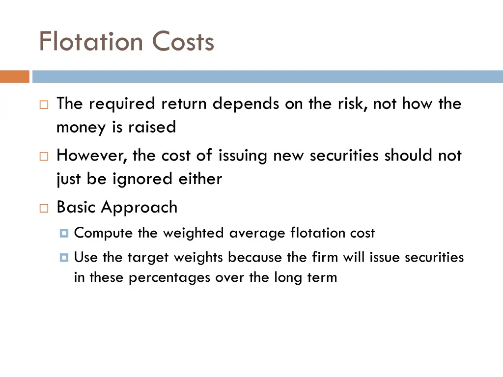 flotation costs