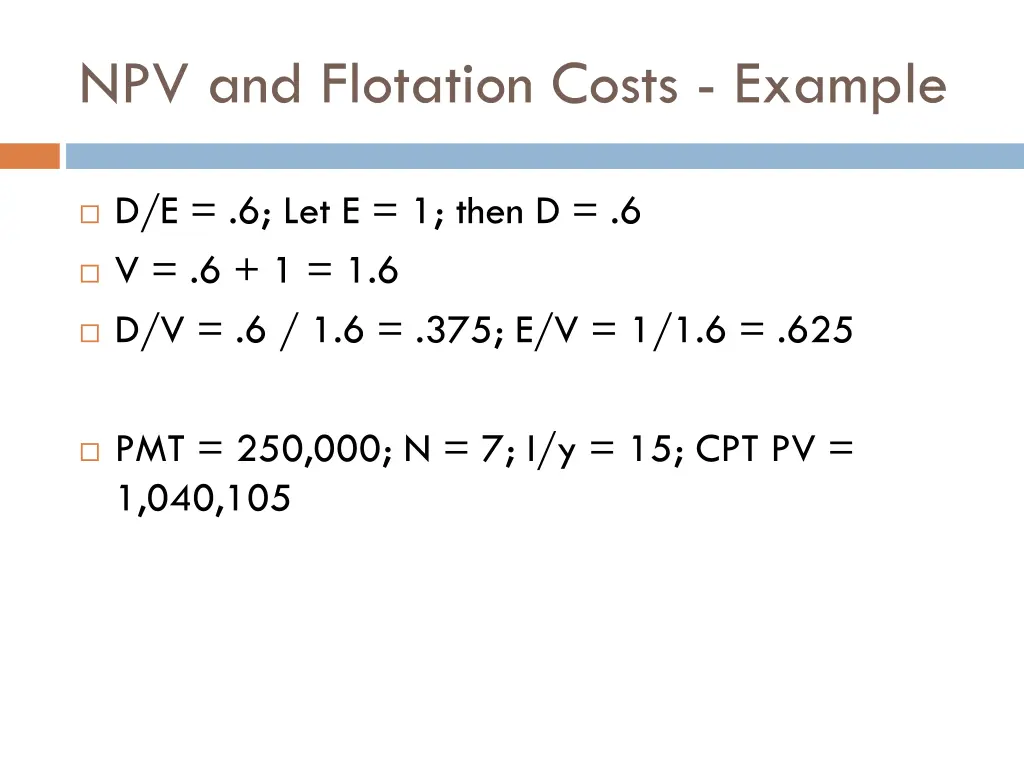 npv and flotation costs example 1