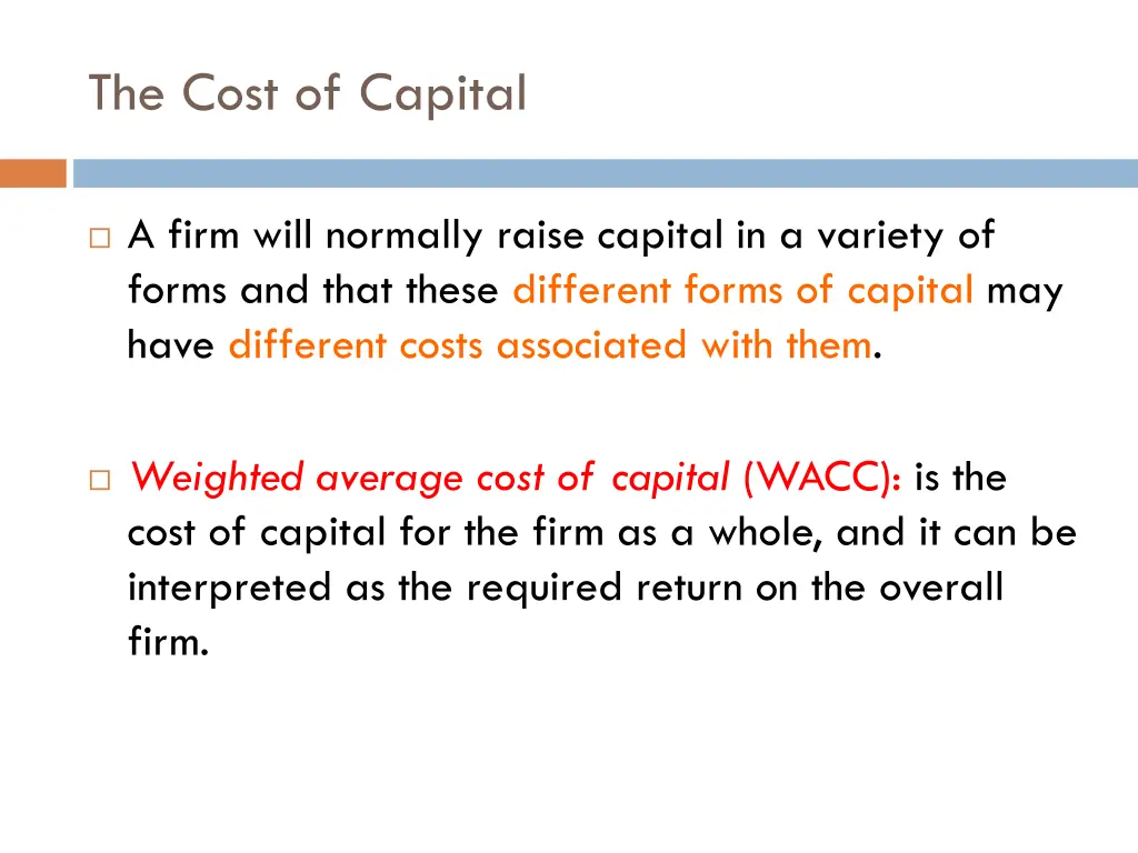 the cost of capital