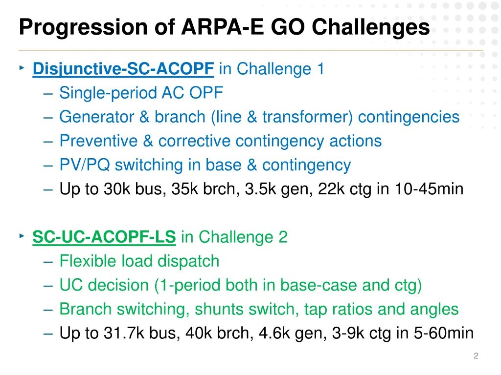 progression of arpa e go challenges