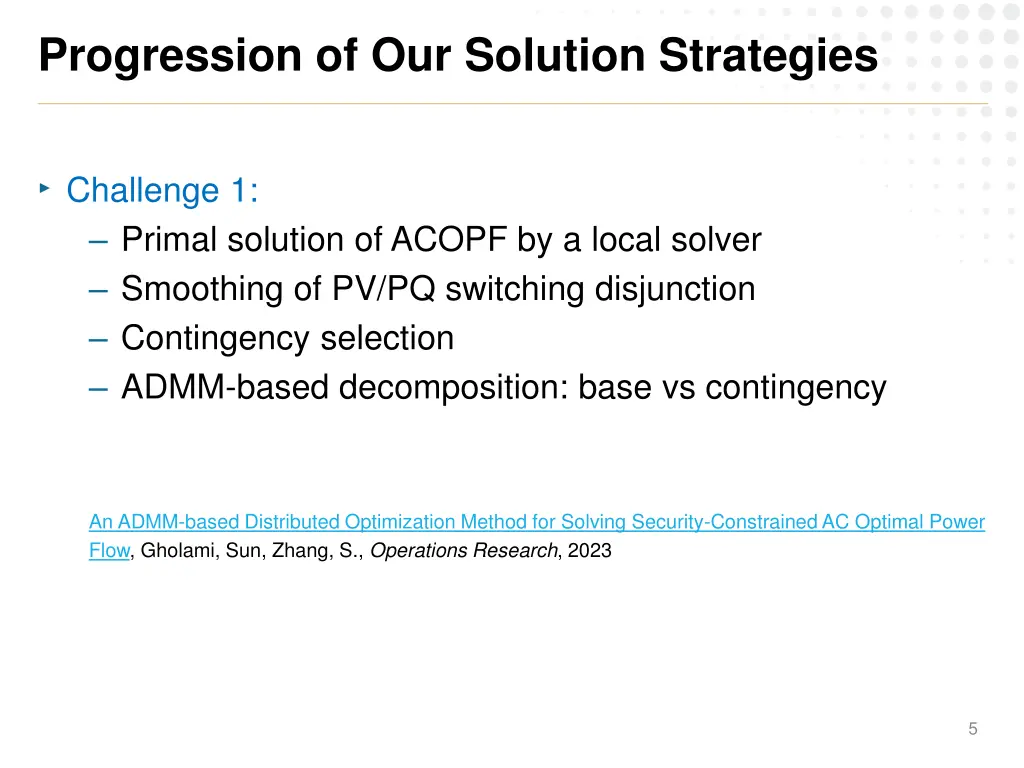 progression of our solution strategies
