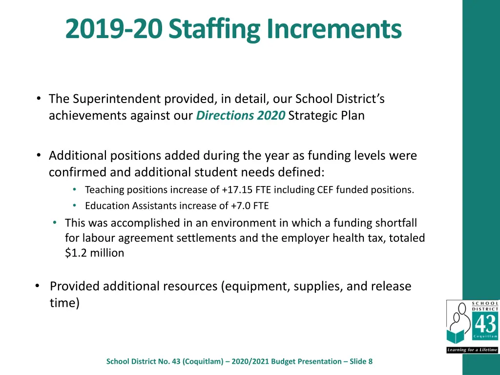 2019 20 staffing increments