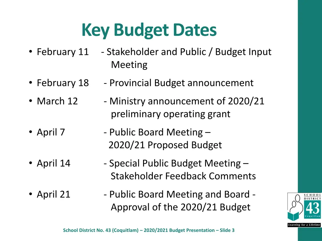 key budget dates february 11 stakeholder