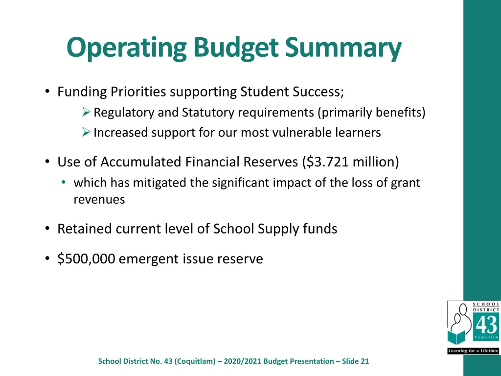 operating budget summary 2
