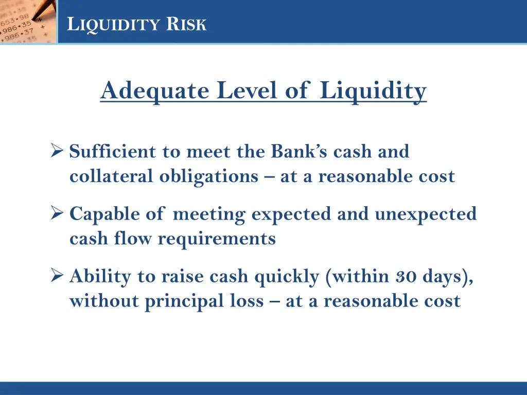 l iquidity r isk 1