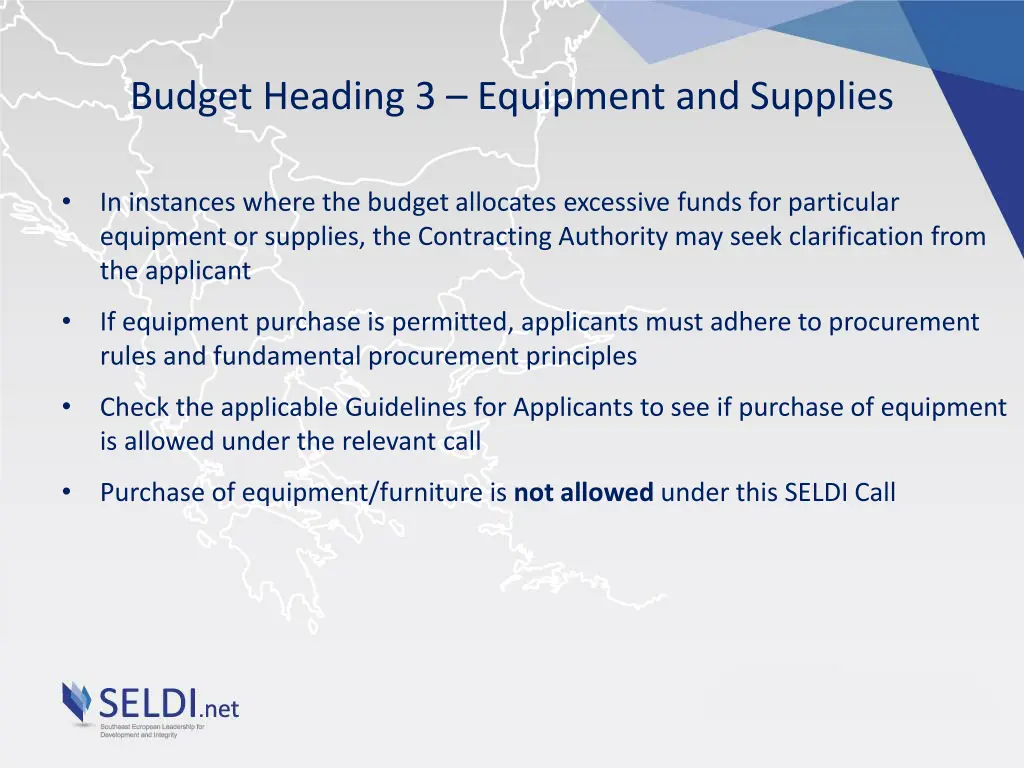 budget heading 3 equipment and supplies 1