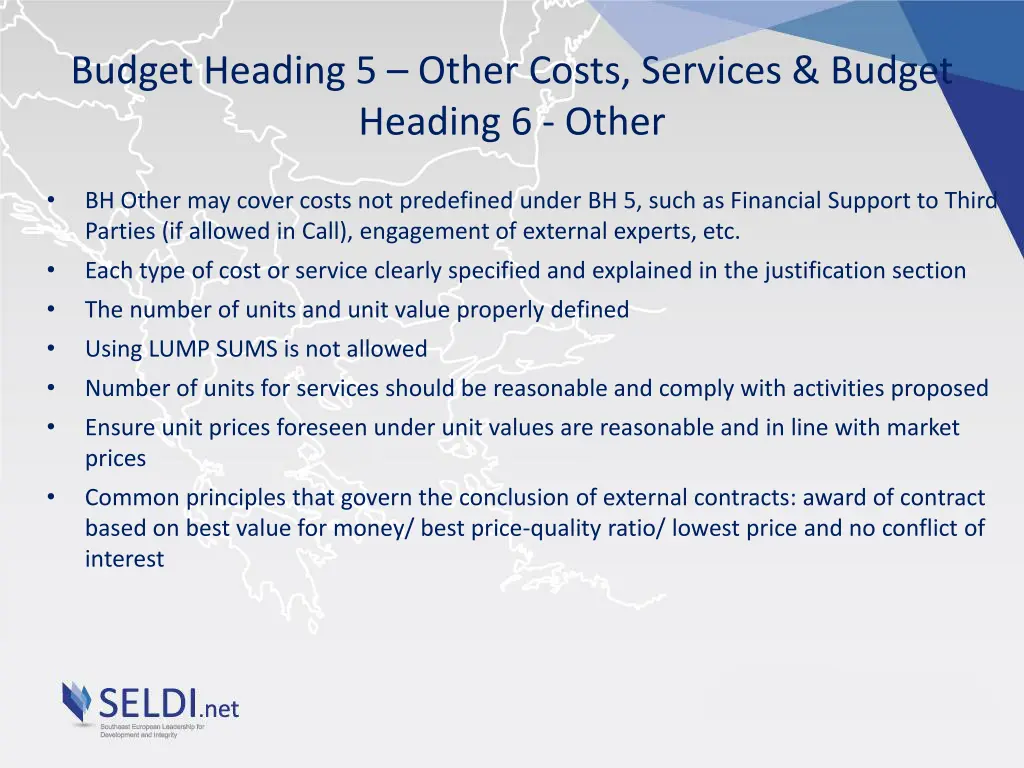budget heading 5 other costs services budget 1