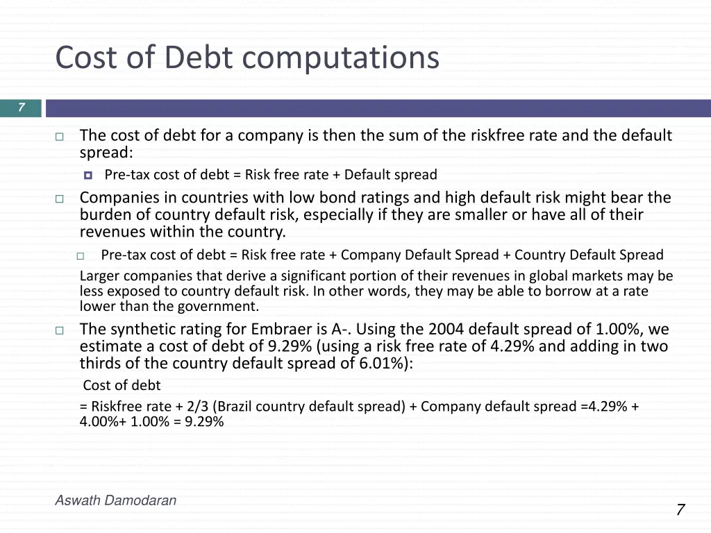 cost of debt computations
