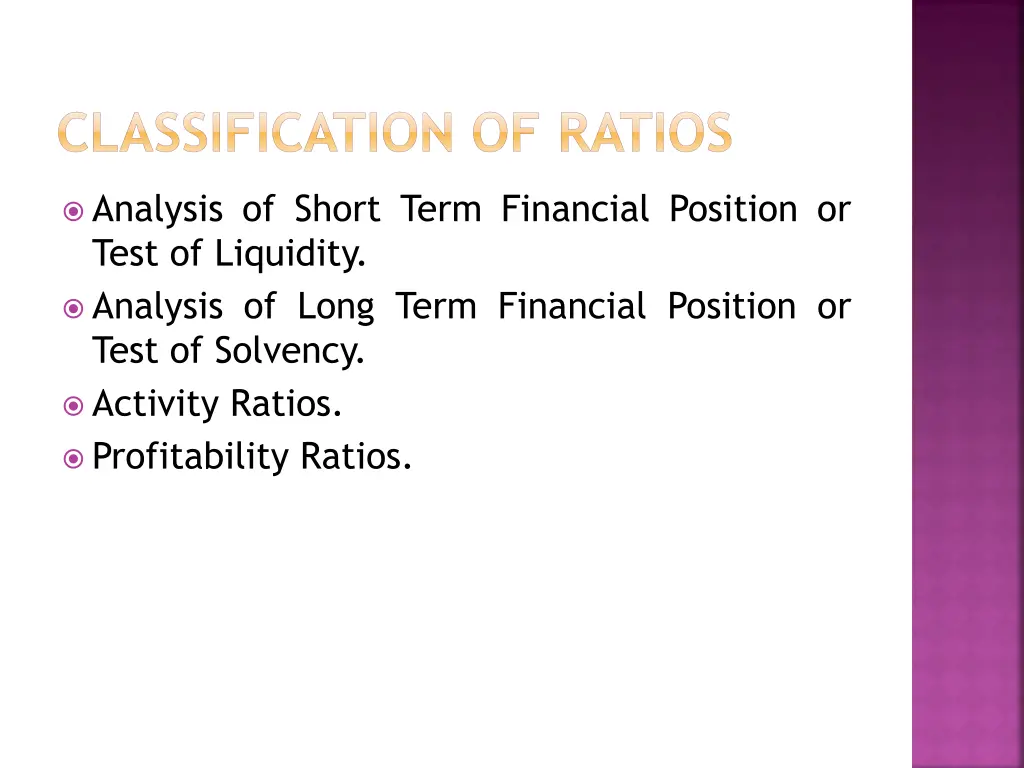 classification of ratios
