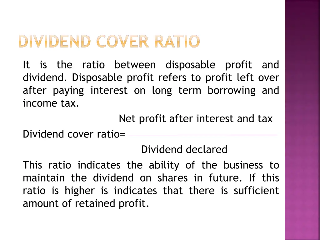 dividend cover ratio