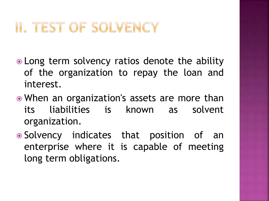 ii test of solvency