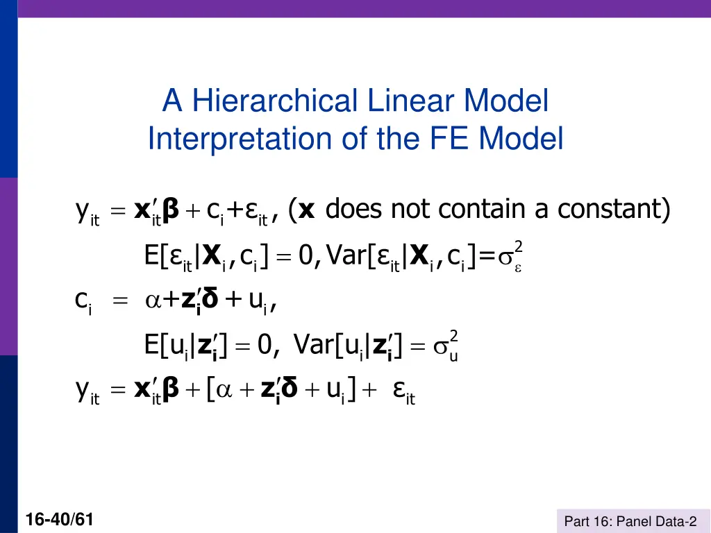 a hierarchical linear model interpretation