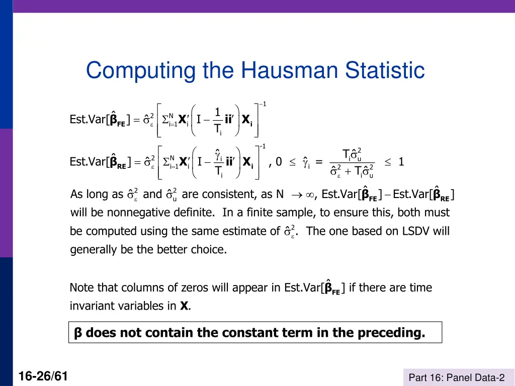 computing the hausman statistic