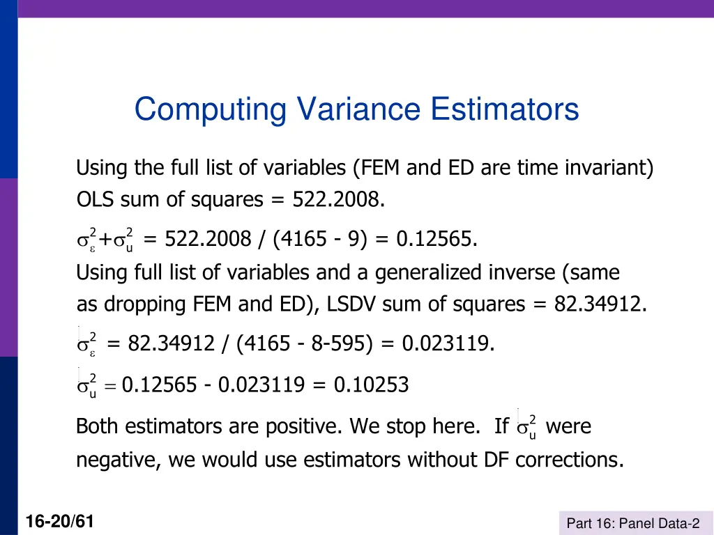 computing variance estimators