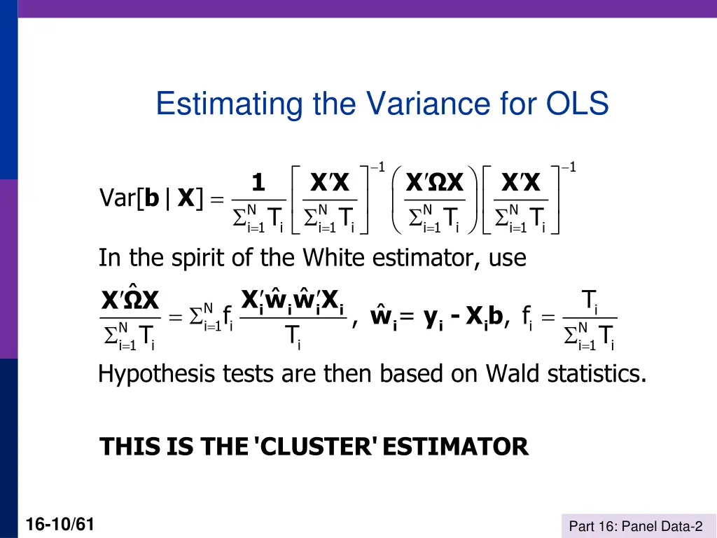 estimating the variance for ols