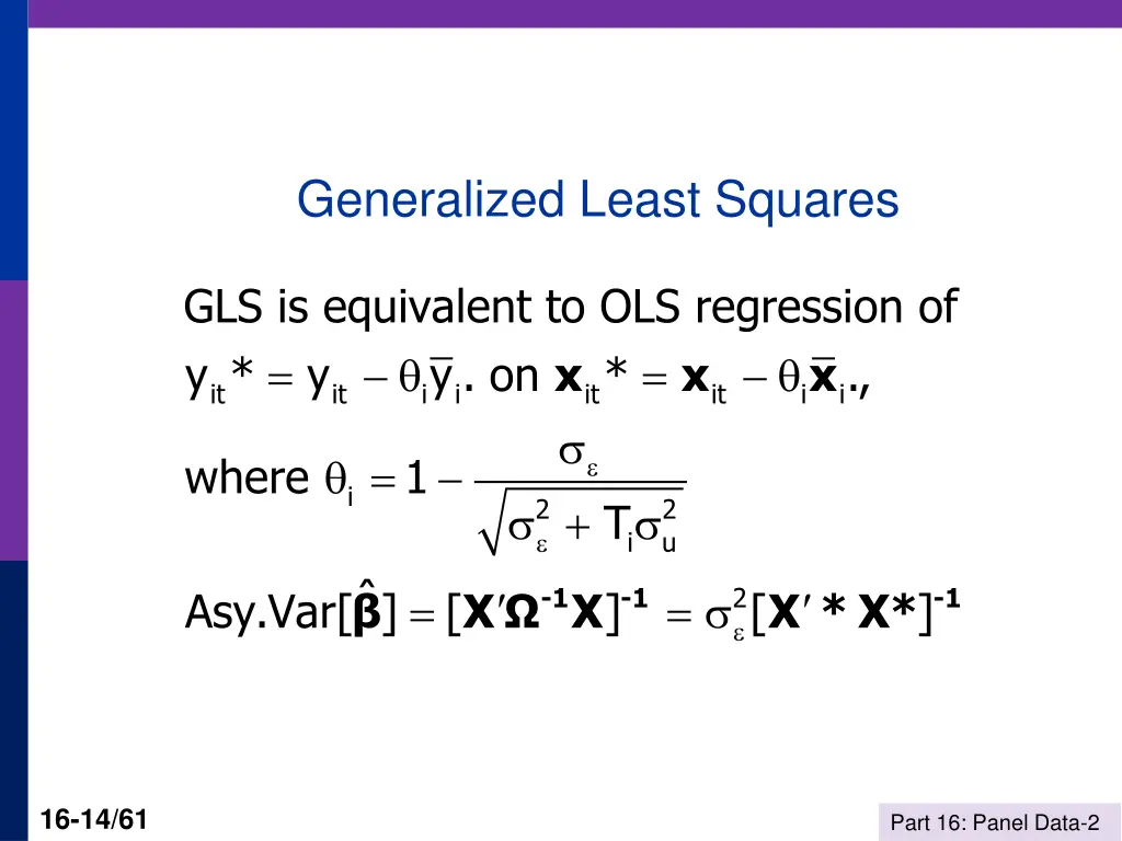generalized least squares 1