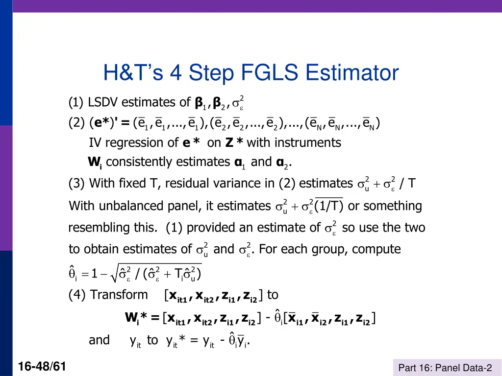 h t s 4 step fgls estimator