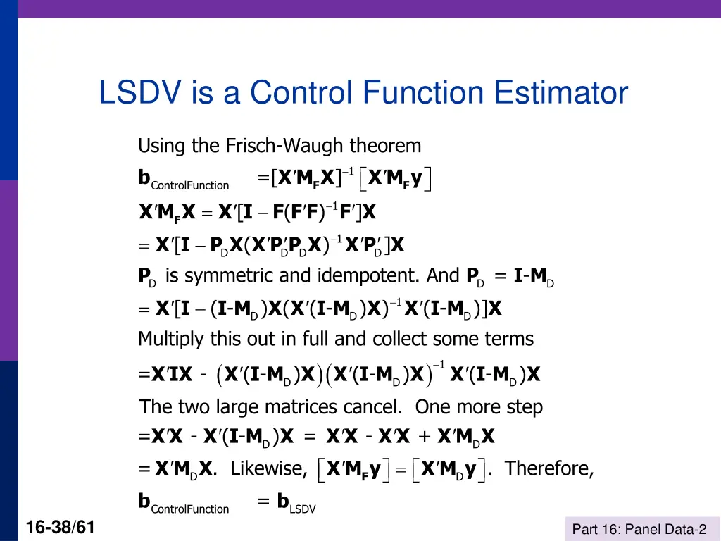 lsdv is a control function estimator 2