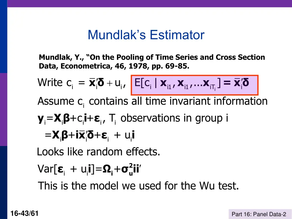 mundlak s estimator