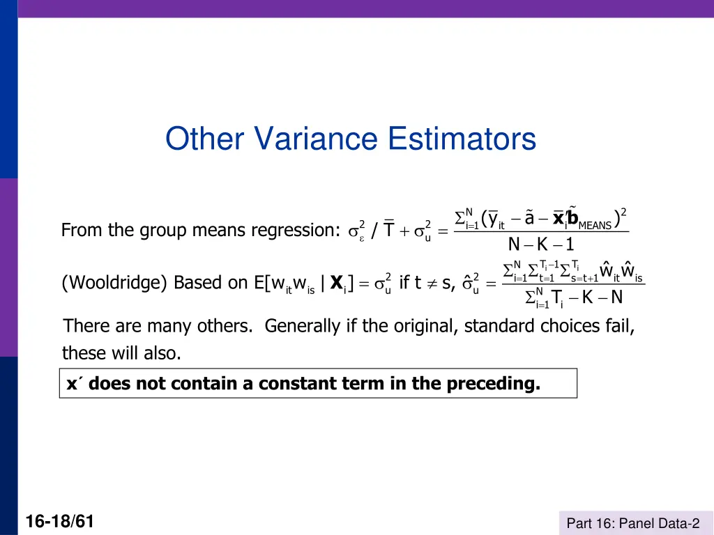 other variance estimators