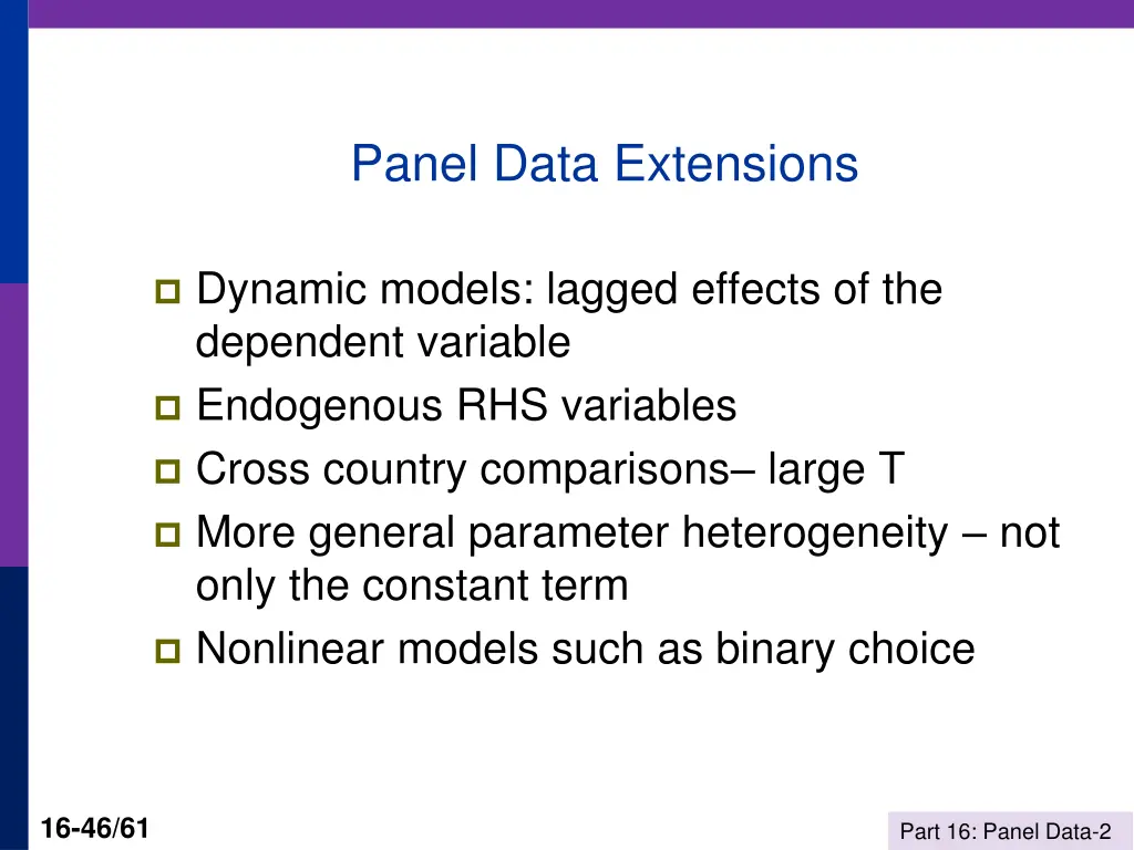 panel data extensions