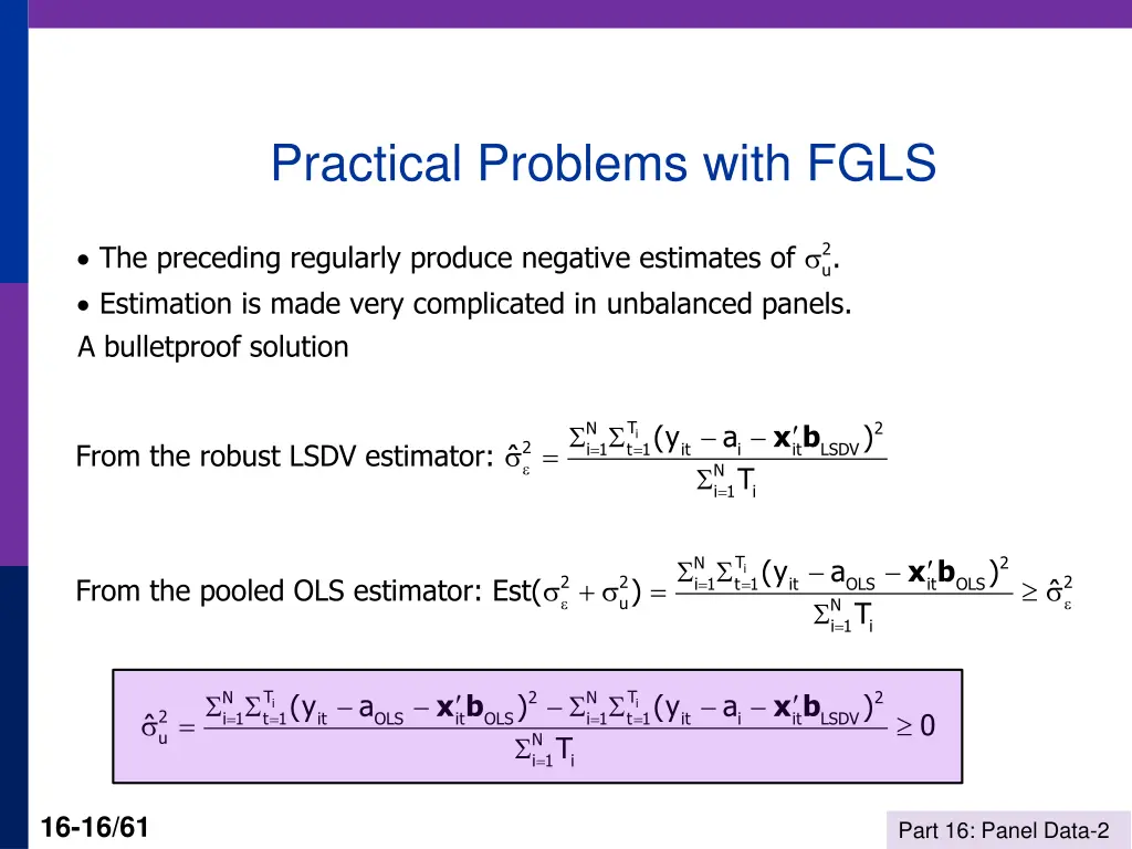 practical problems with fgls
