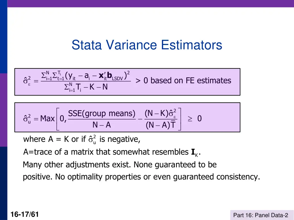 stata variance estimators