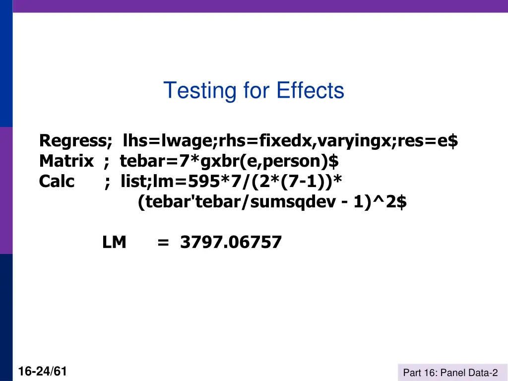 testing for effects