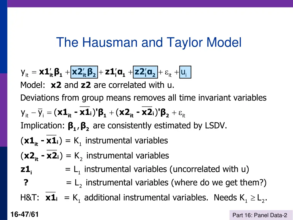 the hausman and taylor model