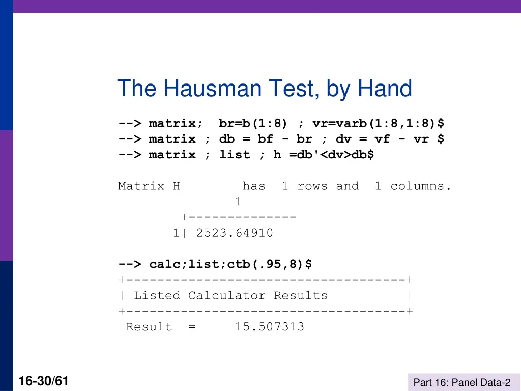 the hausman test by hand