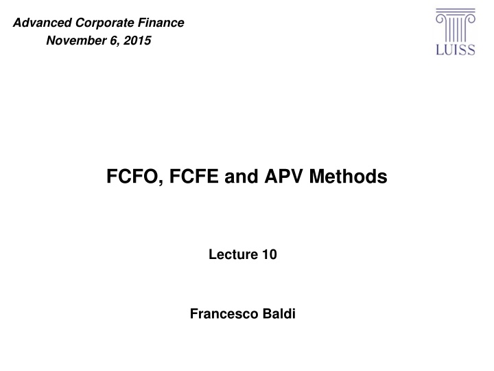 advanced corporate finance november 6 2015