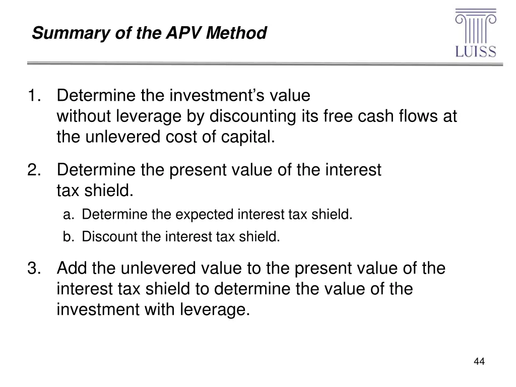 summary of the apv method