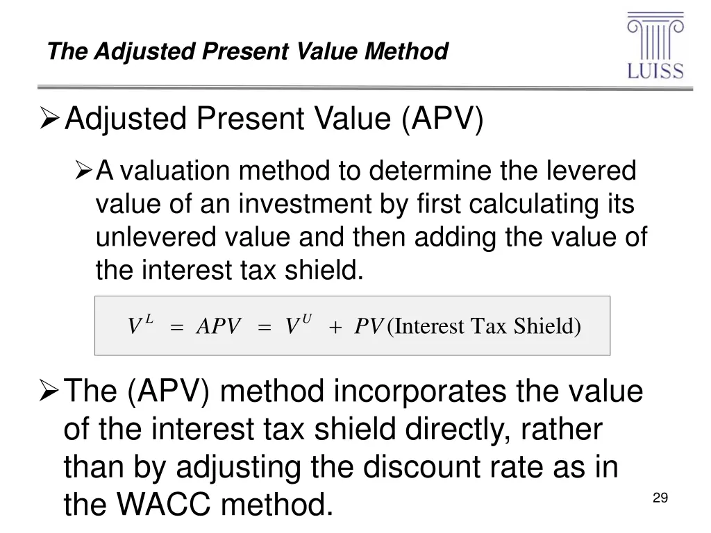 the adjusted present value method