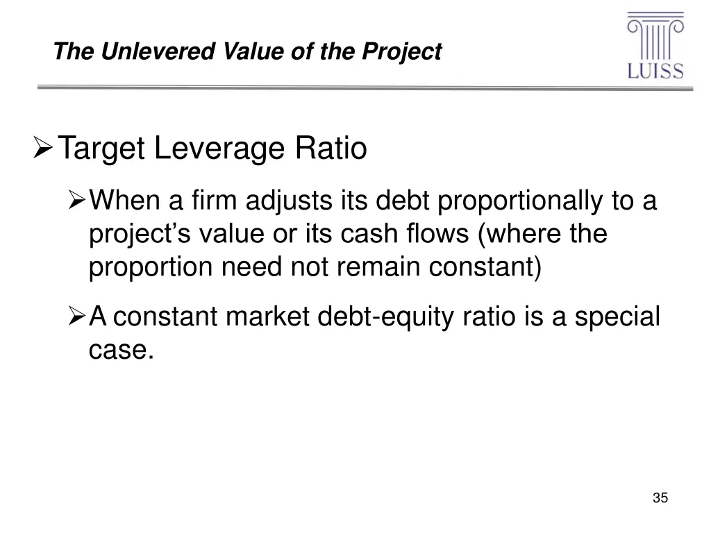 the unlevered value of the project 2