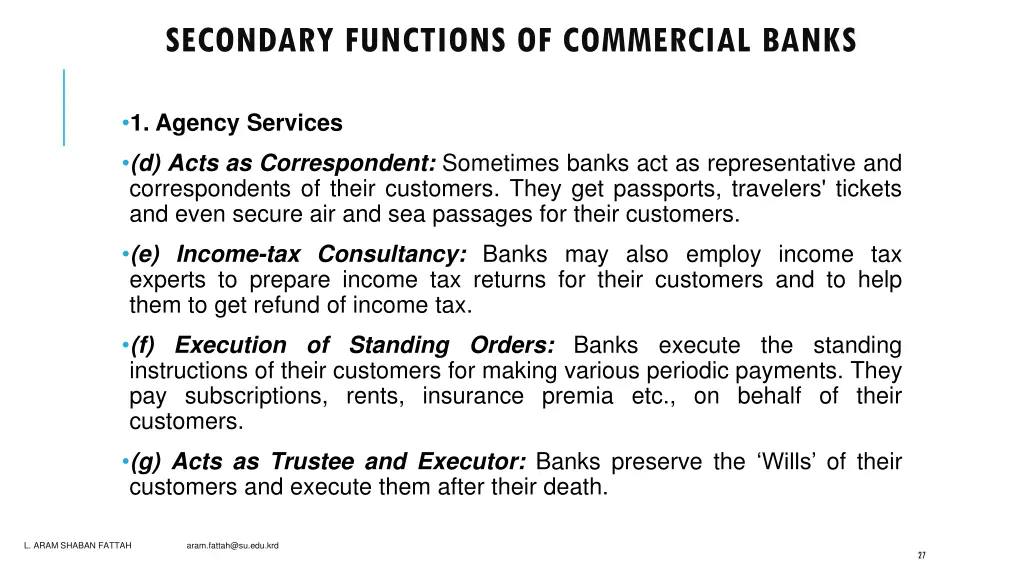 secondary functions of commercial banks 2