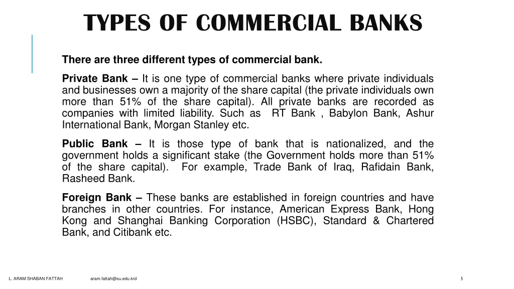types of commercial banks