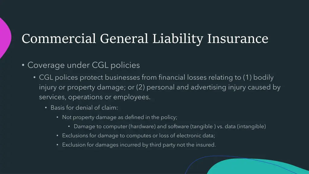 commercial general liability insurance