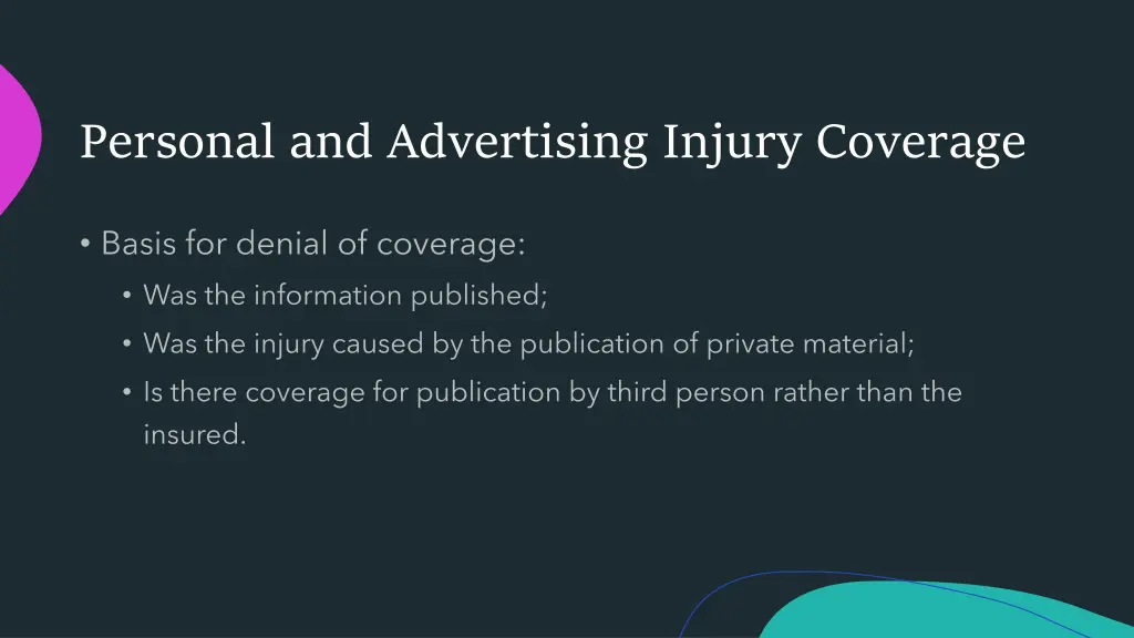 personal and advertising injury coverage 1