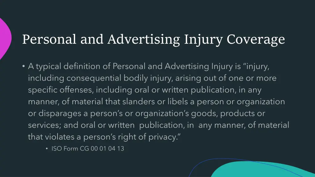 personal and advertising injury coverage