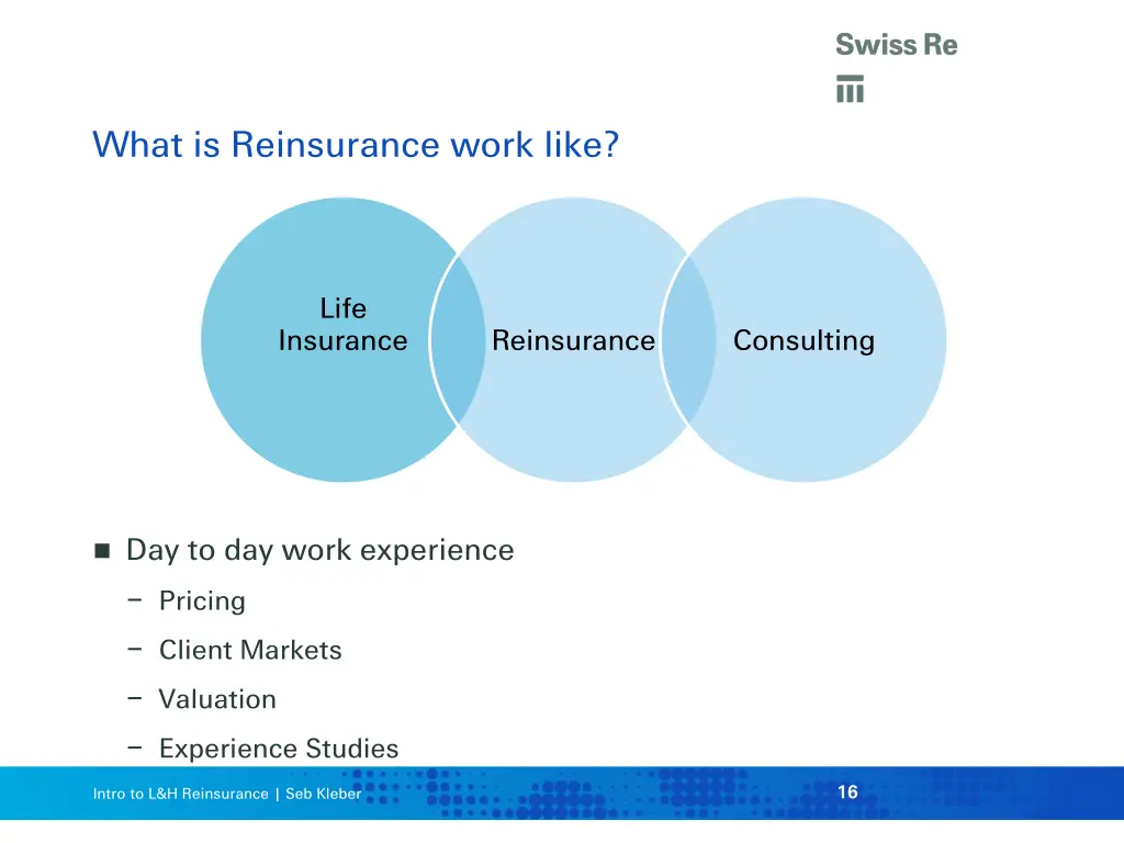 what is reinsurance work like