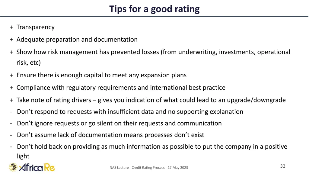 tips for a good rating