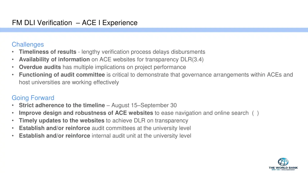 fm dli verification ace i experience