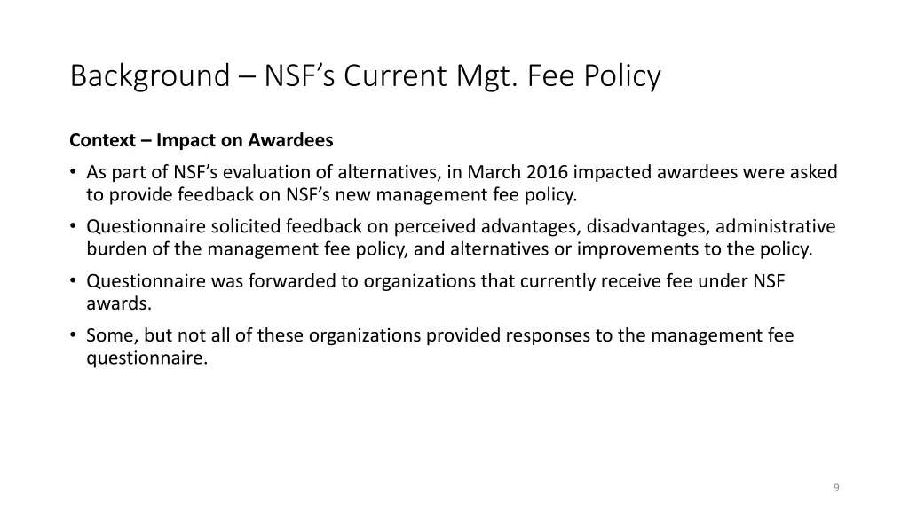background nsf s current mgt fee policy 3