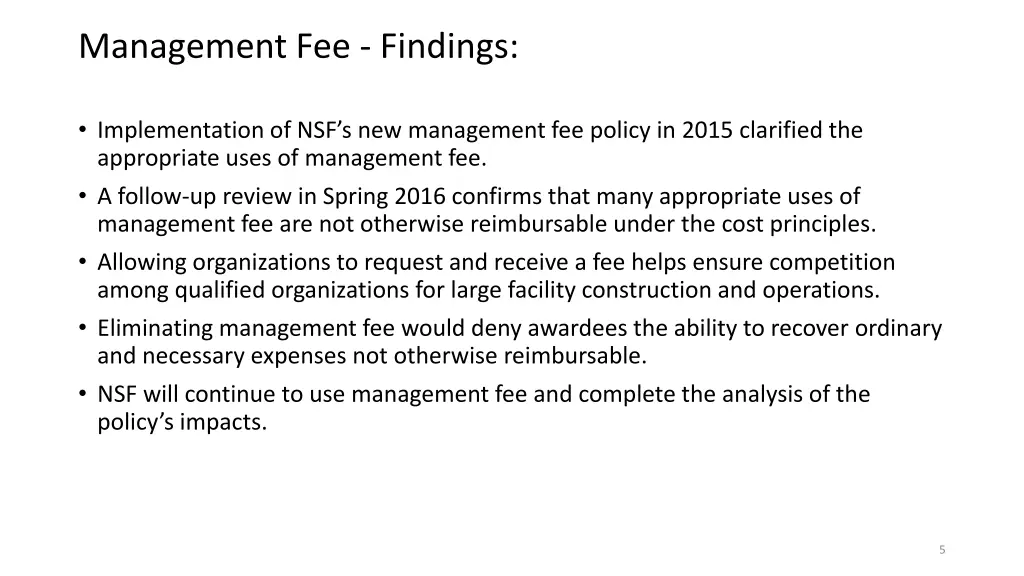 management fee findings